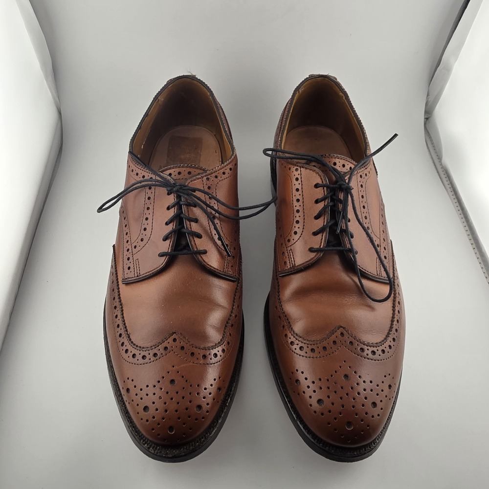 ALLEN EDMONDS Lloyd Brown Leather Wingtip Oxfords Men's Size 9 Brown Preppy Used - Picture 3 of 8